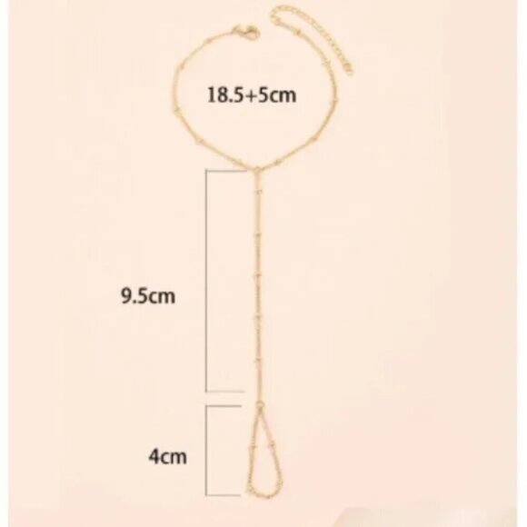 Chain Bracelet Finger Rings Gold Color Link Chains Connecting Hand Harness Small - Picture 4 of 5